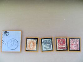 (Voll-)Stempel Biglen BE II: Briefstück+4 Briefmarken -1915