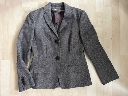 Windsor: Woll-Blazer, Hahnentritt in dunkelbraun/creme, 36