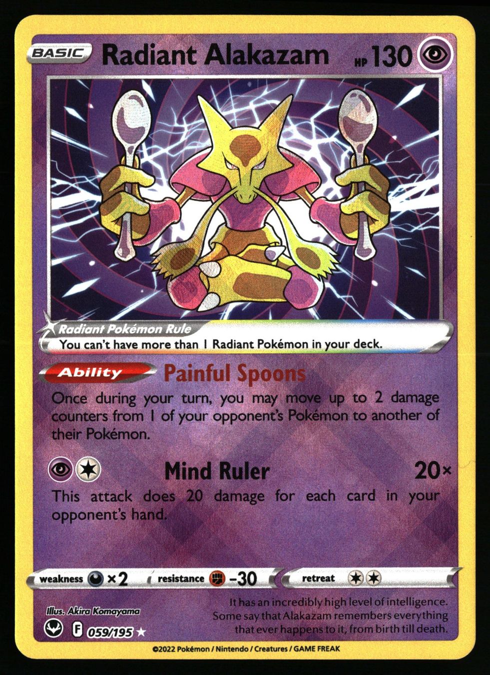 Pokémon Sammelbilder & Trading cards: Radiant Alakazam #59 Pokemon Silver Tempest – Gebraucht aus Feuerthalen von Plazatoys