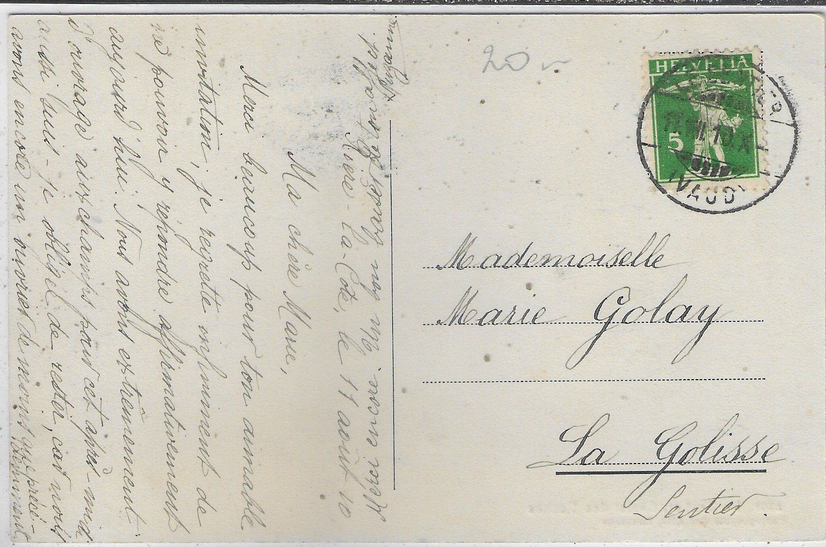 Cartoline postali: Le Sentier - Chalet des Roches – Usato da Ettingen venduto da Kartenplanet 1
