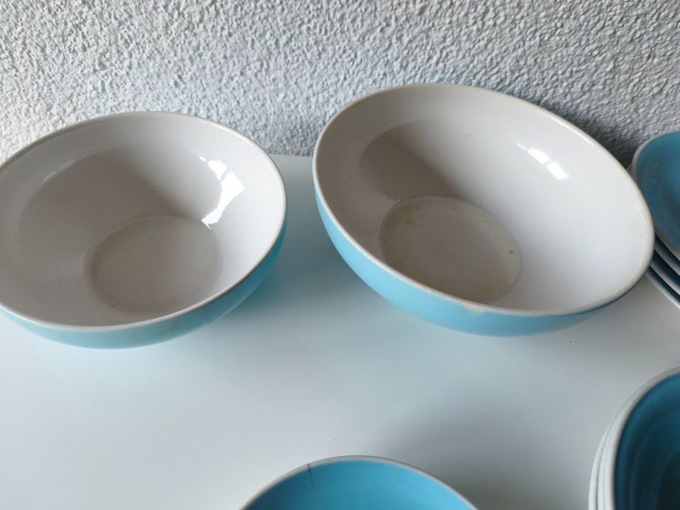 Rössler Set di piatti: Retro Rössler Geschirr Set hell blau Schüssel Teller – Usato da Toffen venduto da Immo-Erben 4