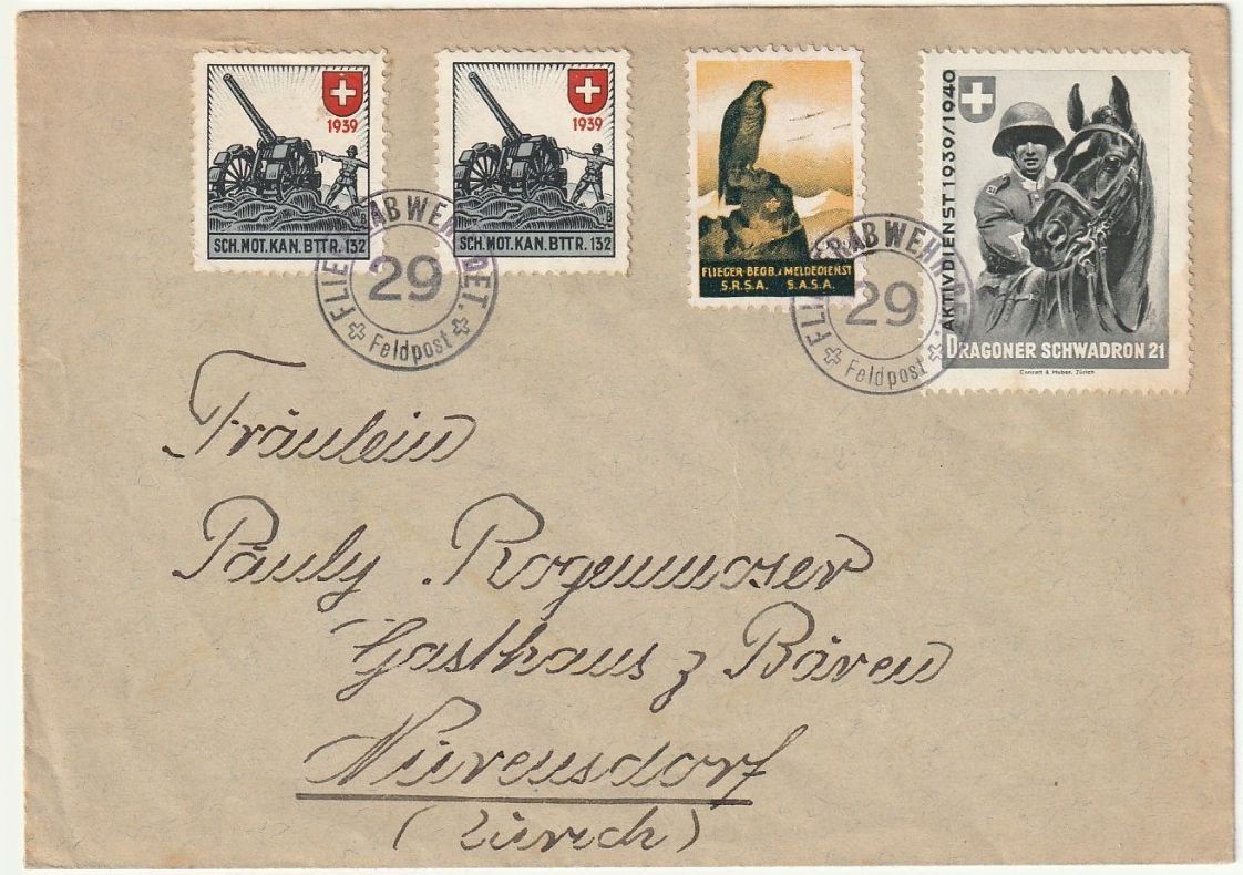 Tutti i francobolli: Feldpostbrief mit Soldatenmarken – Usato da Fislisbach venduto da Zigzag12
