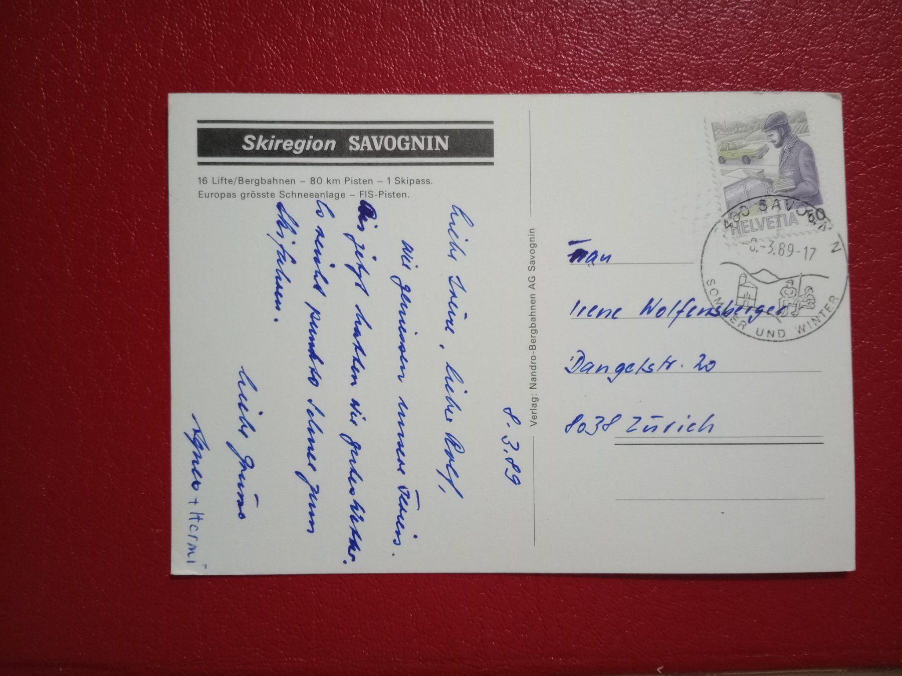 Ansichtskarten: Panorama Relief Skigebiet Savognin 1989 – Gebraucht aus Küttigen von Melisch1000 1