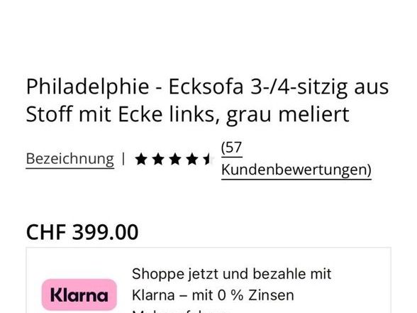 Sofas: Maisons du Monde Ecksofa Philadelphie Stoff 3/4-sitzig grau – Gebraucht aus Basel von romaeasmil 7