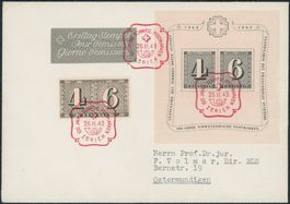 1943 - Zürich Klein - Block - Combo FDC ET - Gaudard