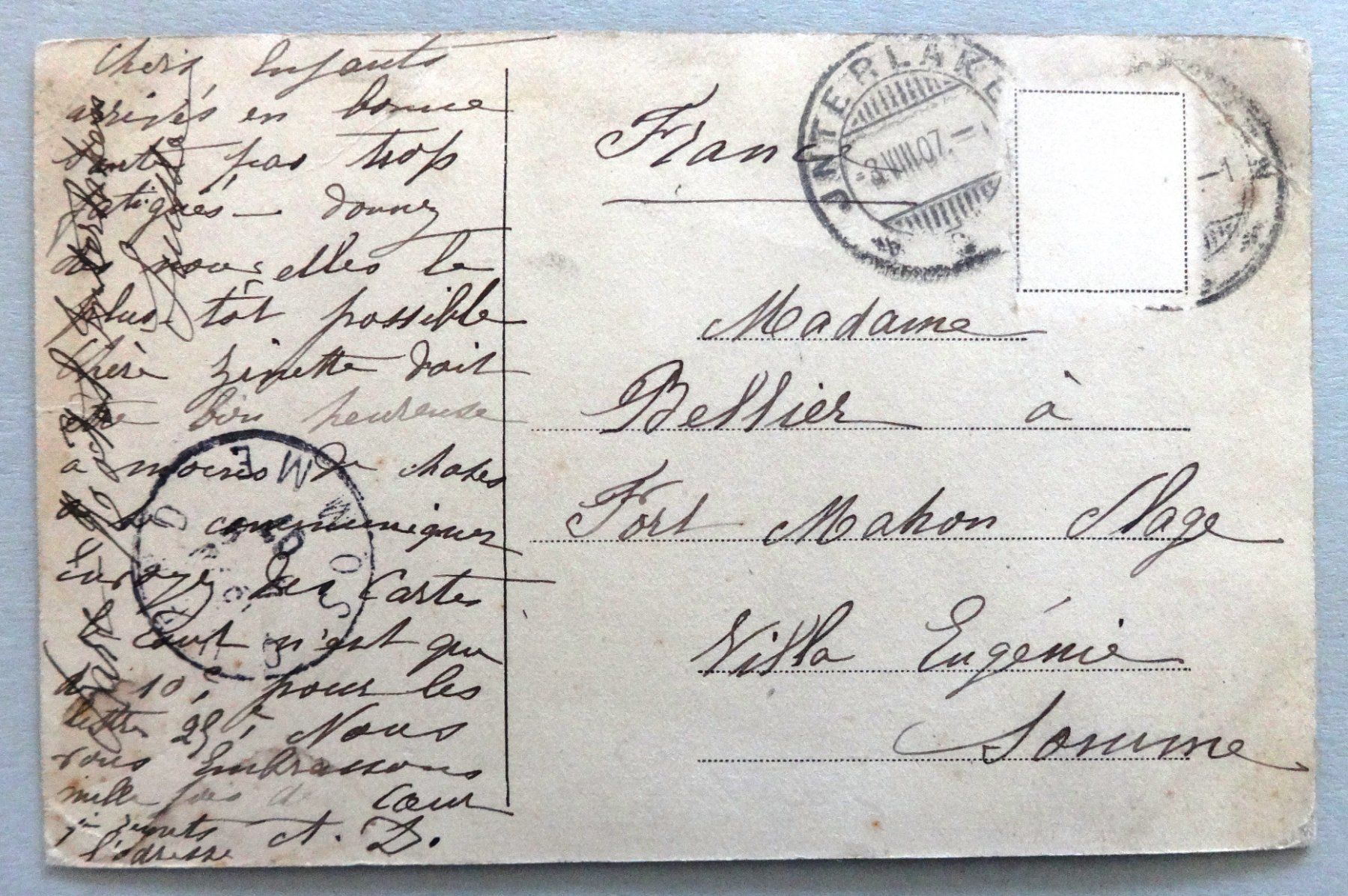 Cartoline postali: Interlaken - Kurgarten und Jungfrau – Difettoso da Fétigny venduto da Billy2miny 1