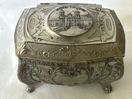 Schmuckdose mit Kloster Einsiedeln Motiv evt. Zinn antik