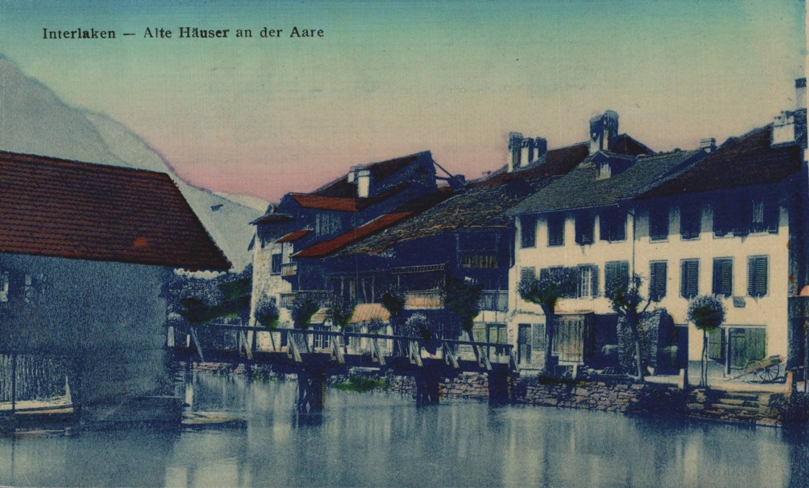 Cartoline postali: Alte Ansichtskarte Interlaken, Häuser an der Aare Fluss – Usato da Luzern venduto da Kartenansicht