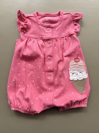 Baby Romper pink polka dot ice cream 3m 