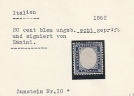 Italien 1862 ungebraucht * Kat.Nr.10 geprüft,signiert Zanini