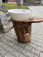 Waschtisch Lavabo mit Holzfuss, Unikat für Bad