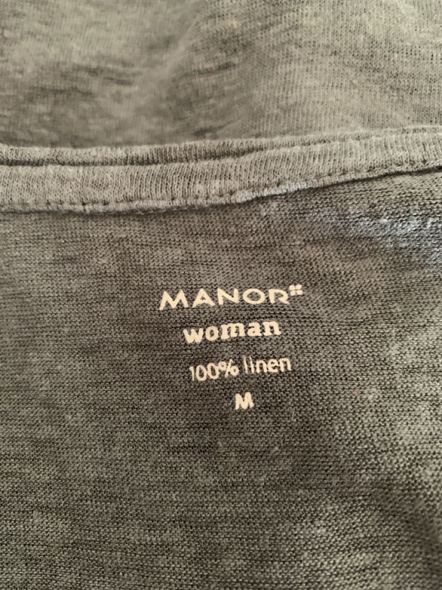 Manor T-shirt: T-shirt en lin kaki Manor – Usato da Prangins venduto da val_2c72 1