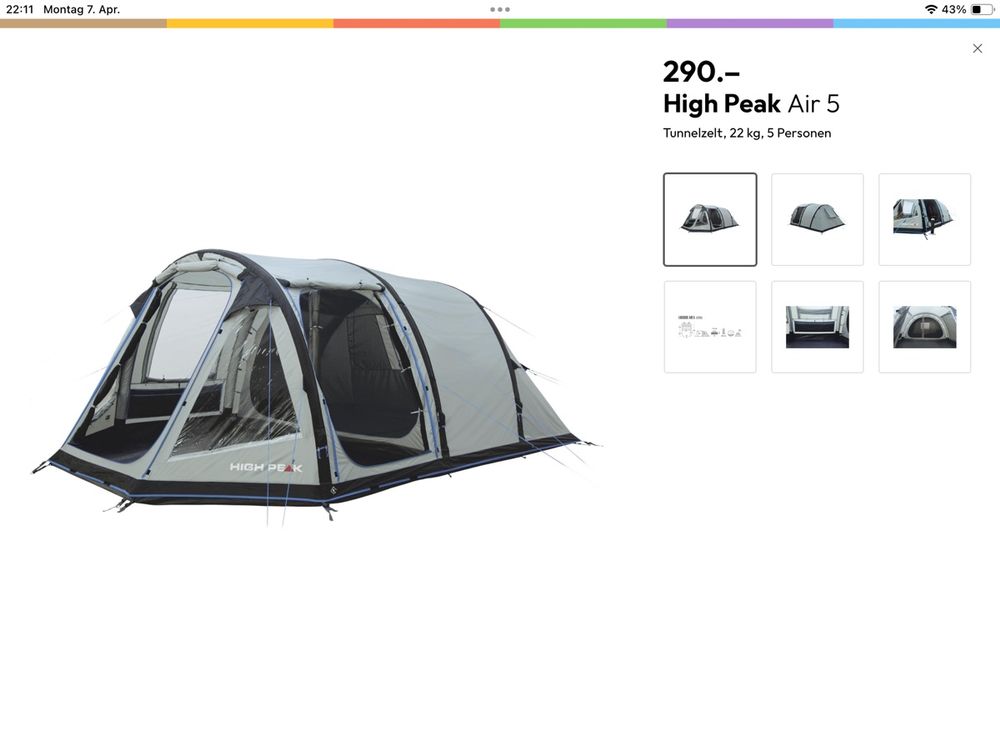 Zelt  High Peak air 5 aufblasbar neuwertig  8