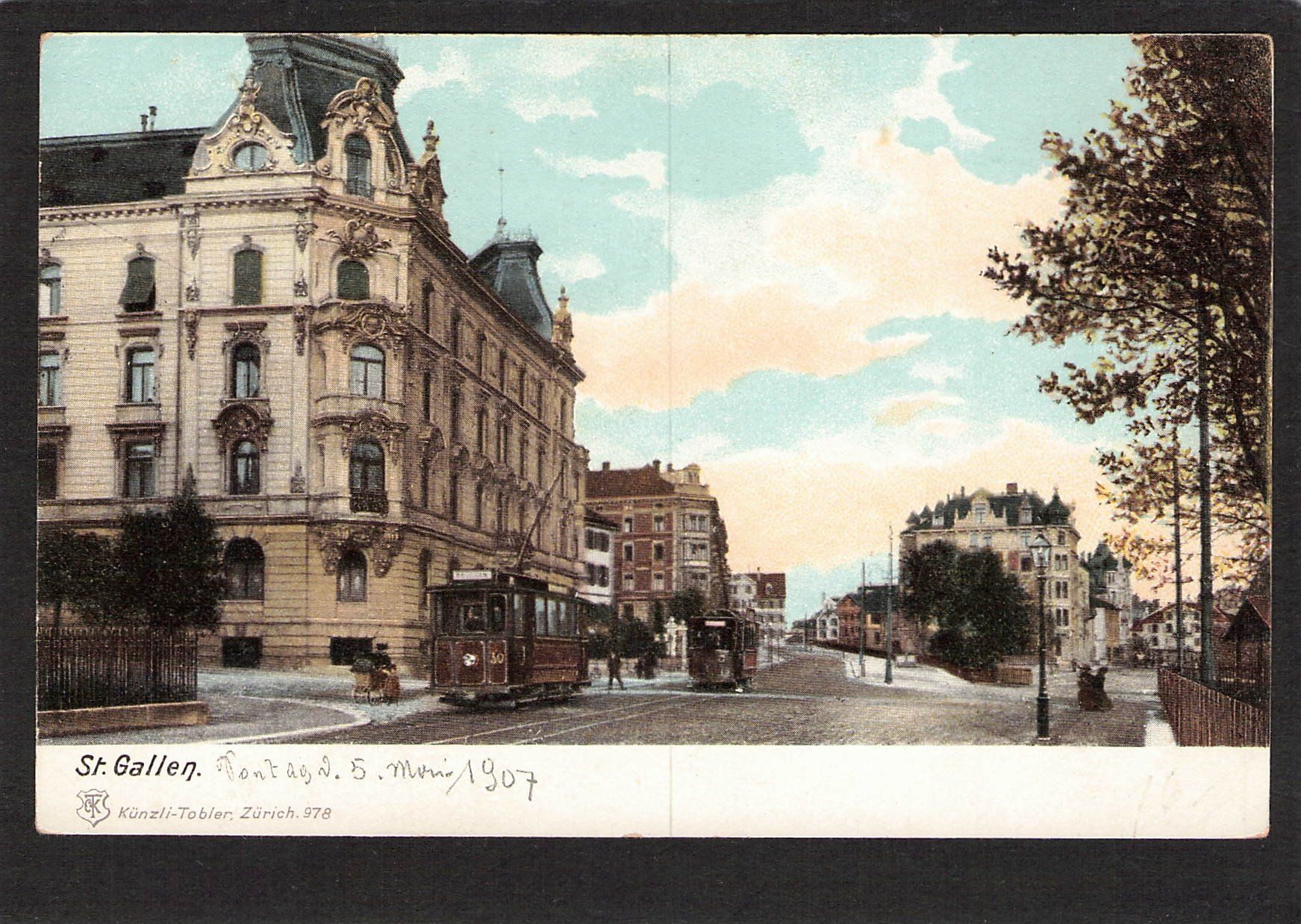 Cartoline postali: .St. Gallen , Trams , datiert 1907 – Usato da Reichenburg venduto da Pipo-67