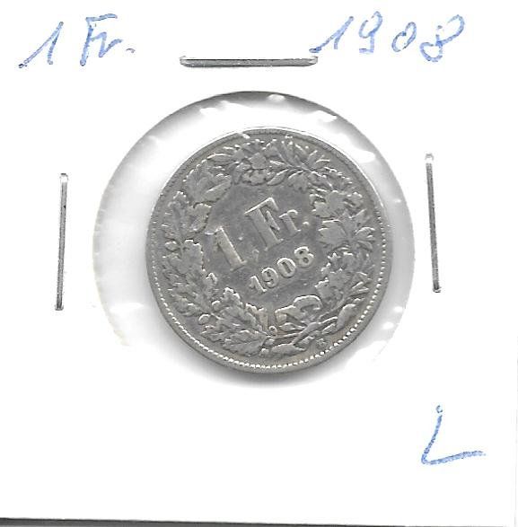 Tutti le monete: Monnaie Suisse: 1 Fr 1908 – Usato da Muraz (Collombey) venduto da Resine