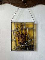 Bleiglas-Fensterbild "Rehbock"  Schwarzlotmalerei
