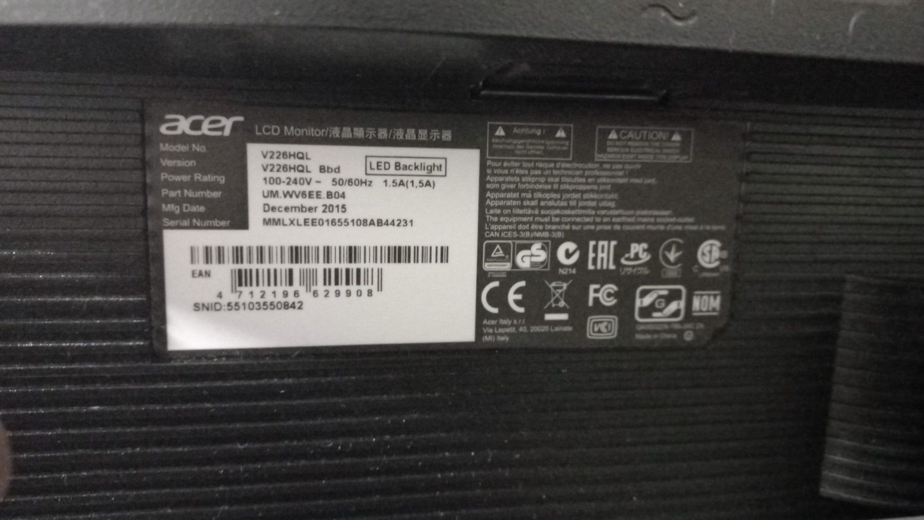 Acer Monitor: Schermo LCD x PC Acer (2015) – Usato da Melano venduto da H-Sara 2