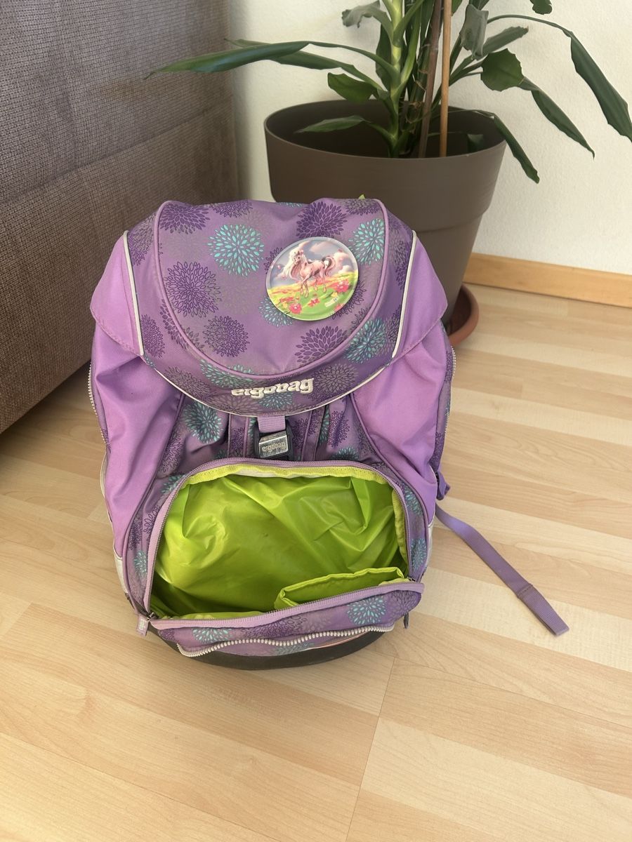 Ergobag Kindertaschen: Schulrucksack Ergobag lila mit Etuis, Einhorn gebraucht – Gebraucht aus Zug von die_2k2w 7