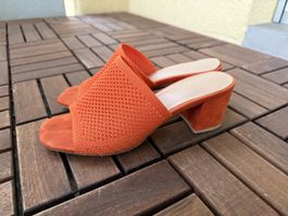 Sandaletten orange Gr. 39 mit Blockabsatz