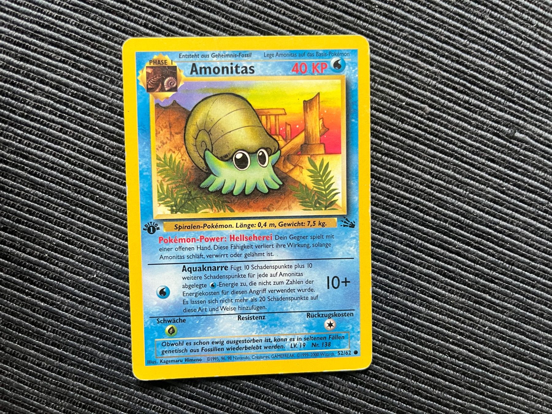 Pokémon Carte collezionabili: Pokemon Amonitas 1.Edition Fossil Deutsch – Usato da Wabern venduto da Collectfun