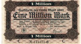 Wald Stadt 1 Mil.Mark Serie C 05.08.1923 VZ+-VZ++