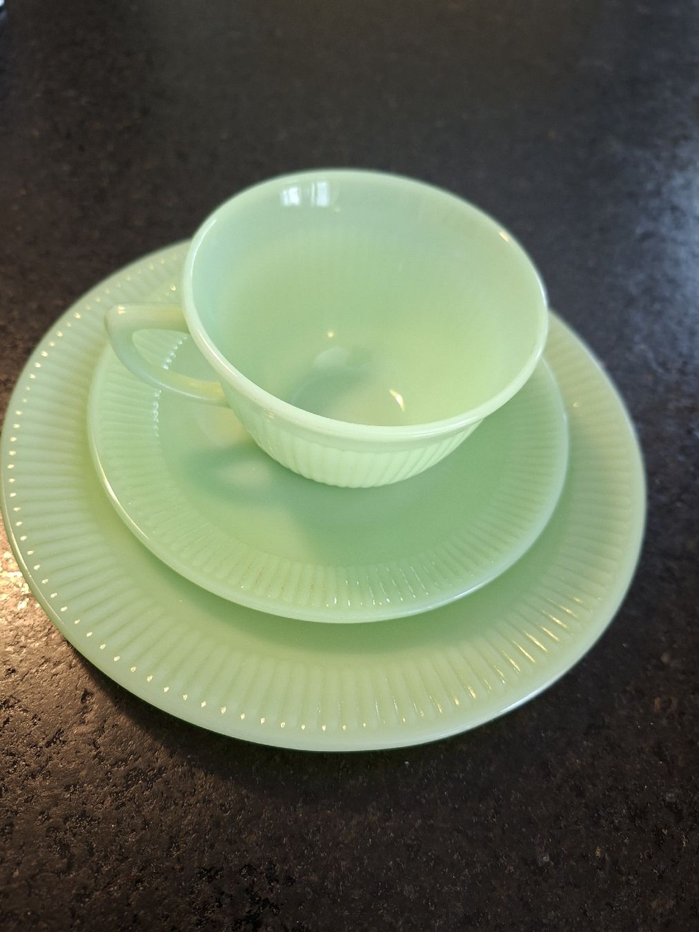 Geschirrsets: Fire King  set Jadeit 1950er – Neu (gemäss Beschreibung) aus Meinisberg von MartinaM1972 1
