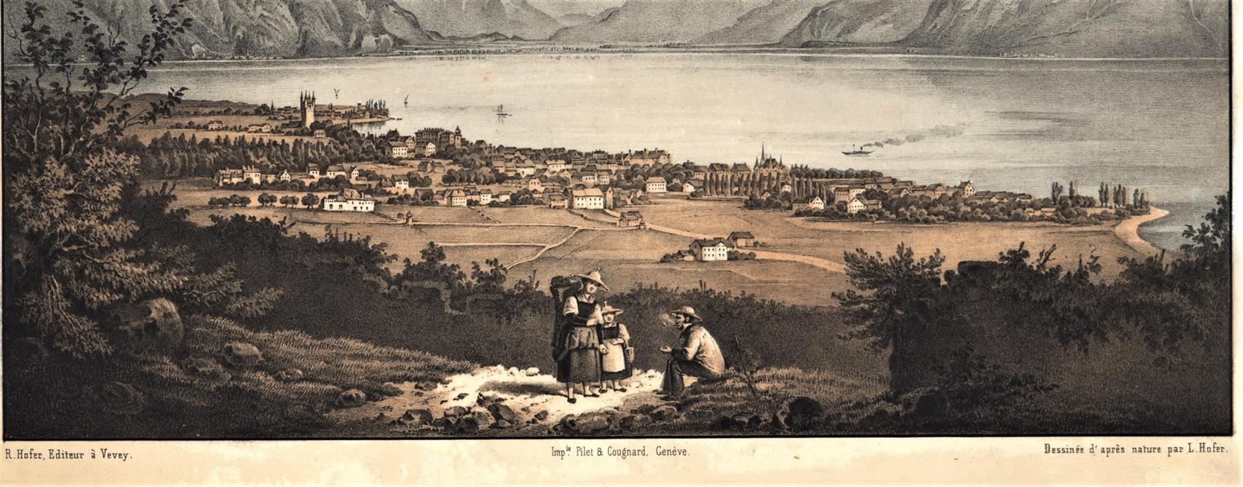Incisioni: Vevey grosse Lithographie von Hofer – Usato da Rafz venduto da Helvet32 1