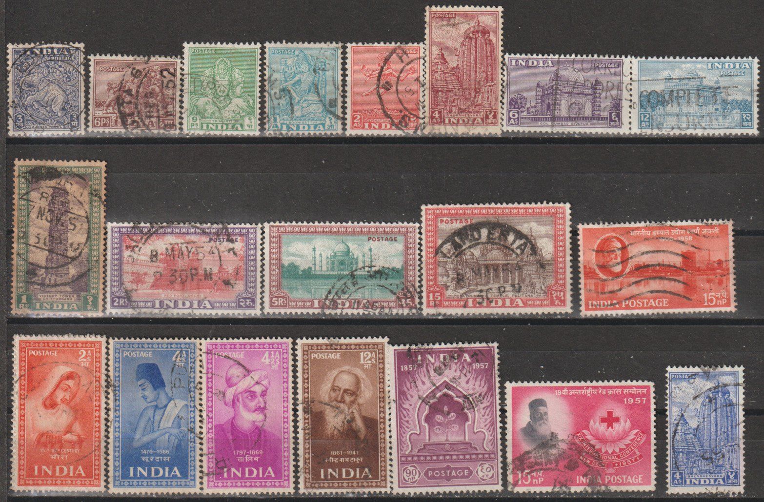 Tous les timbres: Inde, divers thèmes, état variable – D'occasion à Crans-Montana par kira56 3