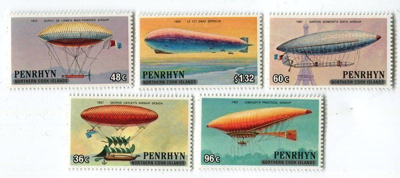 Tutti i francobolli: Briefmarken "Heissluftballon & Zeppeline". Penrhyn – Nuovo e nell'imballaggio originale da Basel venduto da Butsch5