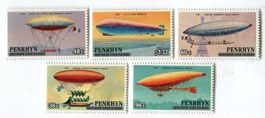 Briefmarken "Heissluftballon & Zeppeline". Penrhyn