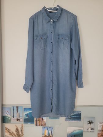 Vero Moda Longbluse in Jeansoptik, hellblau, Gr. XL