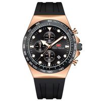 ⌚ Herrenuhr Chronograph Roségold Schwarz Silikon Quarz NEU