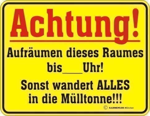Insegne: Achtung, aufräumen... - Blechschild – Nuovo (secondo la descrizione) da Ennetbürgen venduto da open24shop