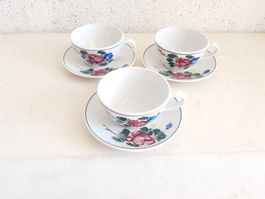 Vintage LILIEN 3 Tassen Untertassen -B52