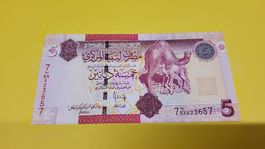 Libyen Banknote 5 Dinar Kamel Motiv 
