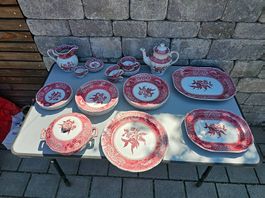 Spode Pink Camilla Red England Copeland Gedeck 38 Tlg