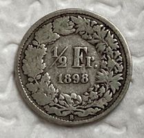 50 Rappen oder 1/2 Fr.1898 B ( Silber ) Auflage nur 1.6 Mio