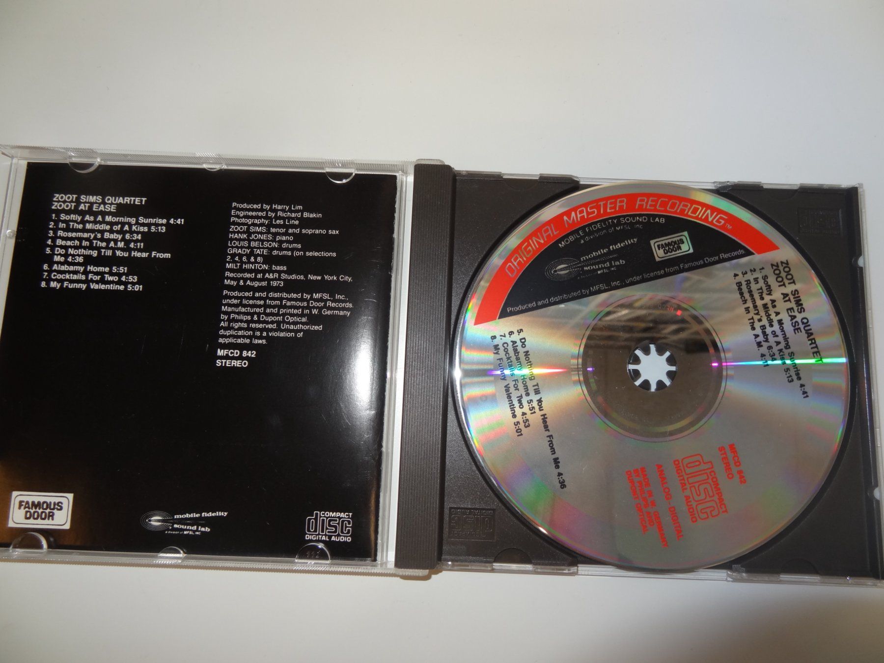 CD: Zoot Sims Quartet Zoot At Ease Original Master Recording CD – Usato da luzern venduto da musicandart 2