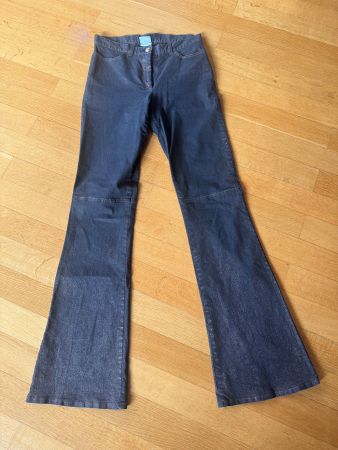 Jeans Damen Gr. 34 Schlaghosen schwarz/kupfer glitzernd