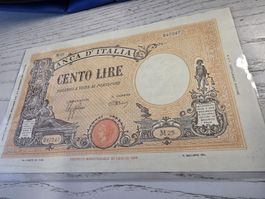 100 Lire 1926 Italien Banknote Banca d'Italia guter Zustand