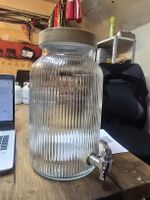 Getränkespender Glas mit Zapfhahn und Holzdeckel 5L Neu (D1)