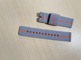 Original Uhrenarmband Textil Grau/Orange, 22mm Stegbreite