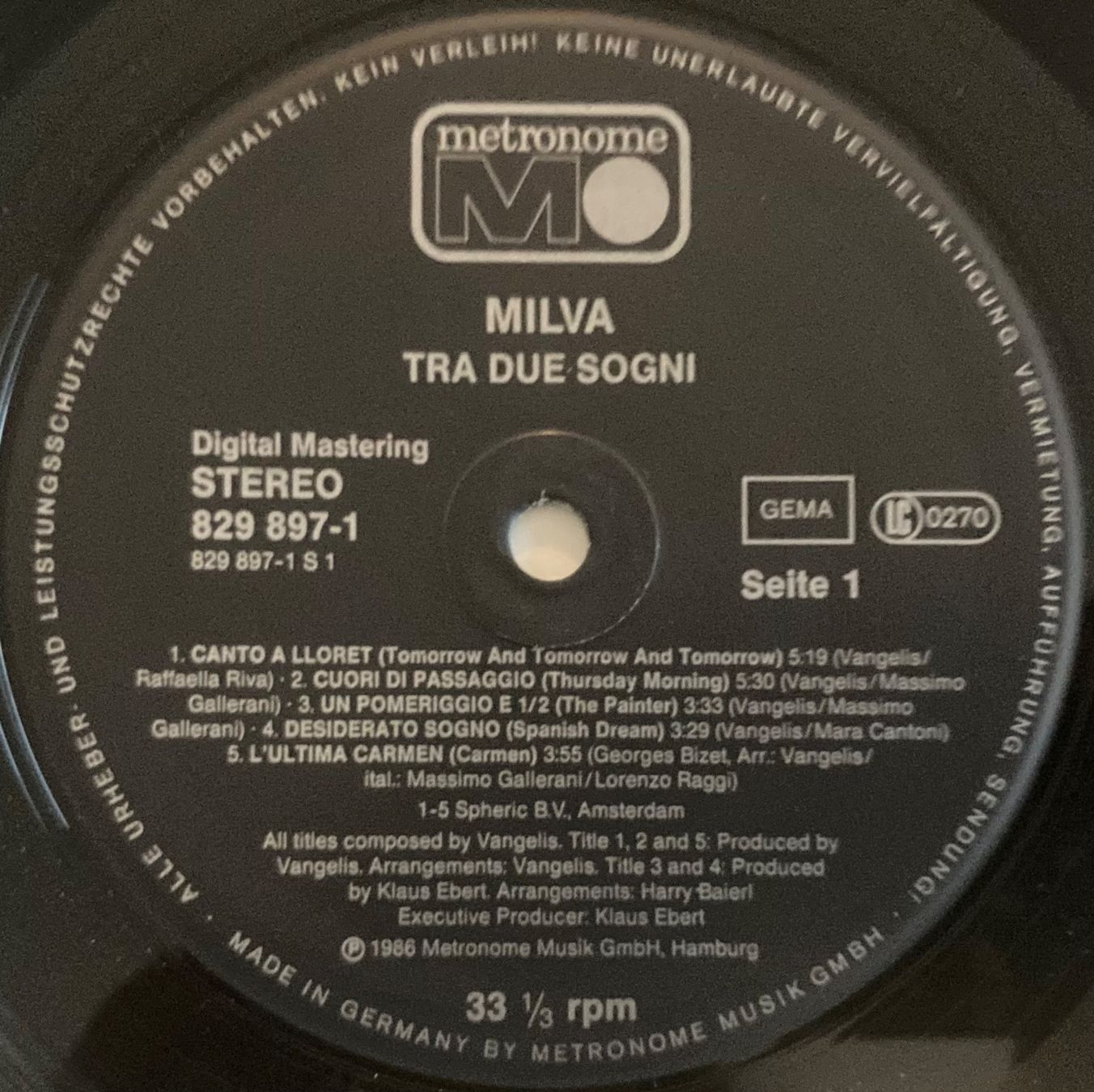 Schallplatten: MILVA - TRA DUE SOGNI – Gebraucht aus Poliez-Pittet von Newtown-Records 3