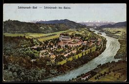 AK Schinznach-Bad, Gesamtansicht mit Fluss und Umgebung aus 