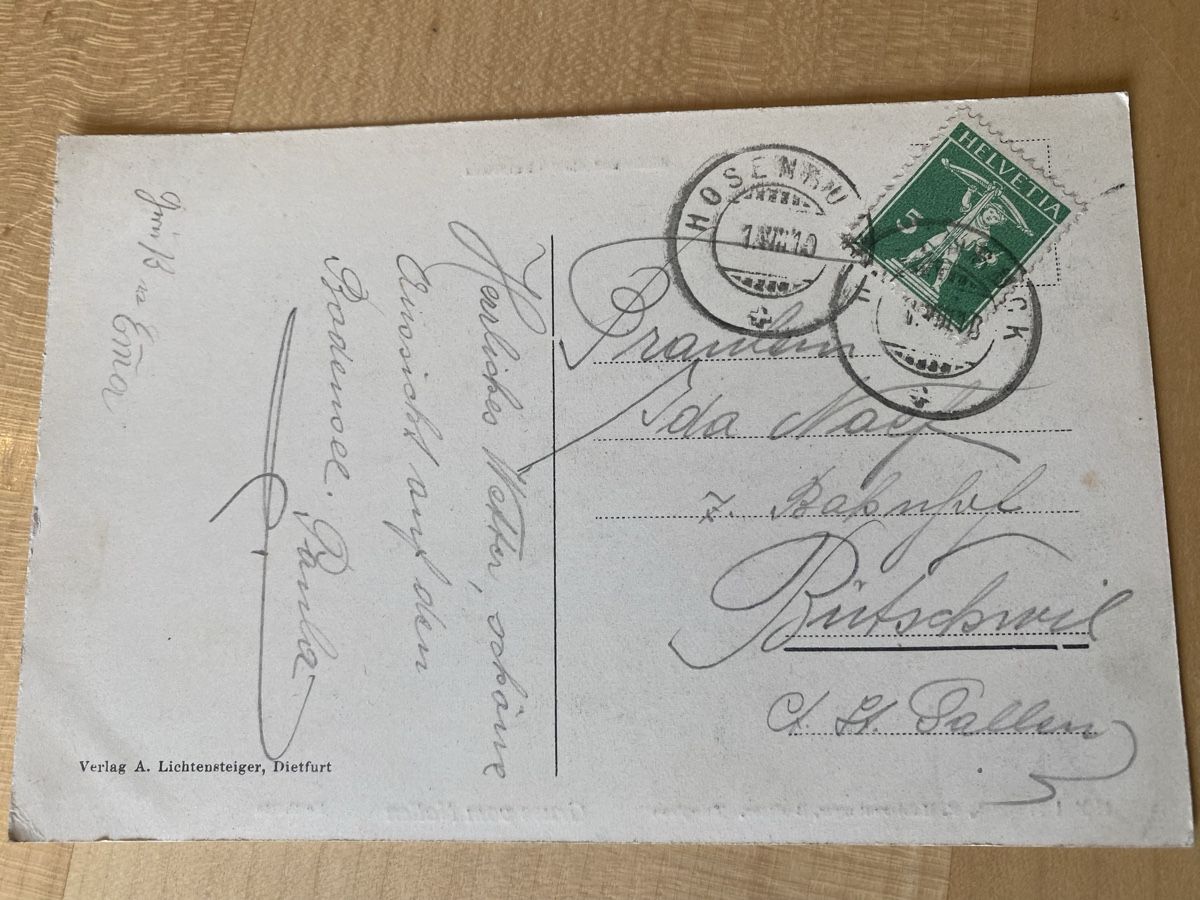 Cartoline postali: Nollen Hosenruck – Usato da Mosnang venduto da Goldwasser 1
