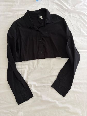 Camicetta corta nera manica lunga taglia S H&M
