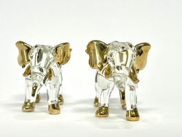 SANSUKJAI 2 Glas-Elefanten – Handarbeit Mini Figuren