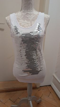 Damen Top weiss Pailletten Grösse XL/XXL 