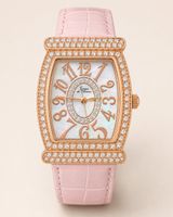Tempo di Donna – montre femme quartz – strass – cuir rose