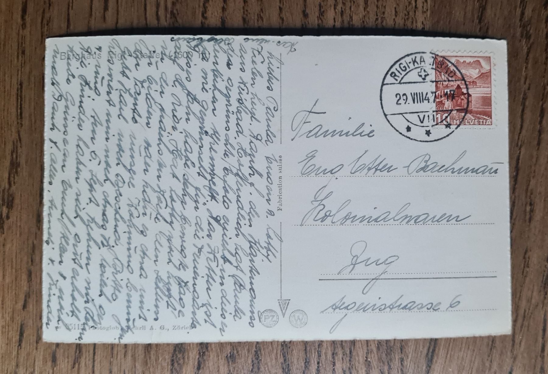 Cartoline postali: Berghaus Rigi-Staffel 1947 – Usato da Ebikon venduto da Donar50 2